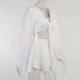 Women Dresses Sexy Flare Sleeve Skirt Suit Skirt (Bla0420)
