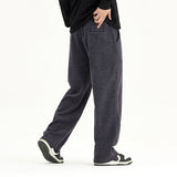 Women Sweatpants Knitted Straight Casual Pants Men and Women Retro Loose Sports Wide Legs Trousers