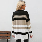 Women Knitted Sweater Autumn Long Sleeve Color Matching