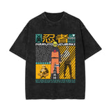 Washed and old retro short-sleeved T-shirt