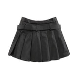 Women Skirt PU Leather Pleated Skirt Thickened Short Skirt Casual Skirt