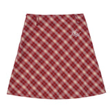 Women Skirt Plaid A- line Dress Girls Casual Embroidered Skirt