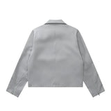 Women Jacket Autumn Zipper Casual Solid Color Polo Collar Pilot Jacket