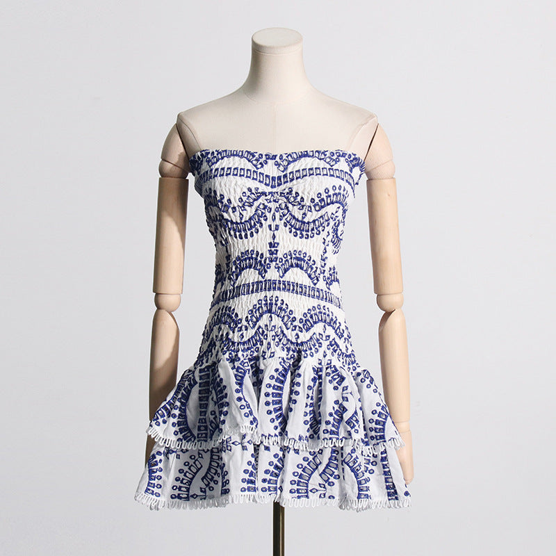 Women Dresses Summer Sexy Embroidery Dress Hollow-out Dress (Qymy0409)