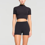 Women T-shirt Sexy Slim Fit Turtleneck T-shirt Short Top