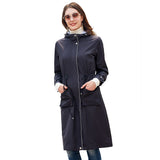 Women's Trench Coat Autumn Long Casual Trench Coat Women's Waterproof Hooded Straight Coat