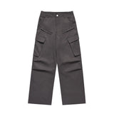 Men Sweatpants Pleated Multi-Pocket Cargo Pants Sports Straight-Leg Wide-Leg Pants