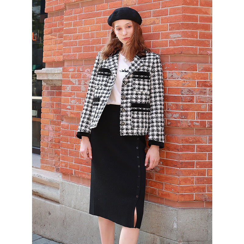Women Knitted Skirt Autumn and Winter Knitting Skirt Slit Sheath Skirt