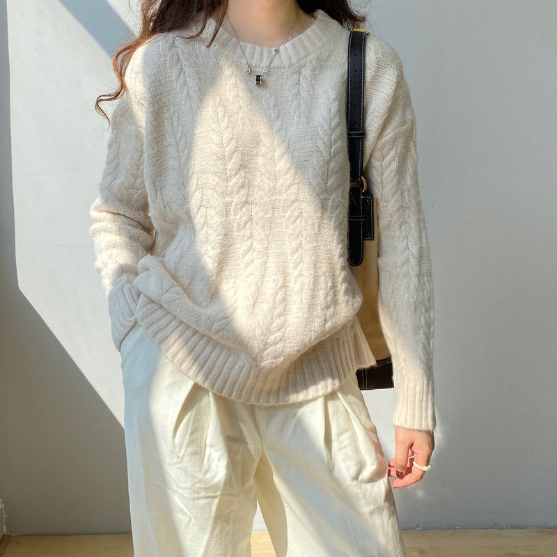 Women Winter Knitted Sweater Autumn Long Sleeve Sweater round Neck Sweater 8t3007