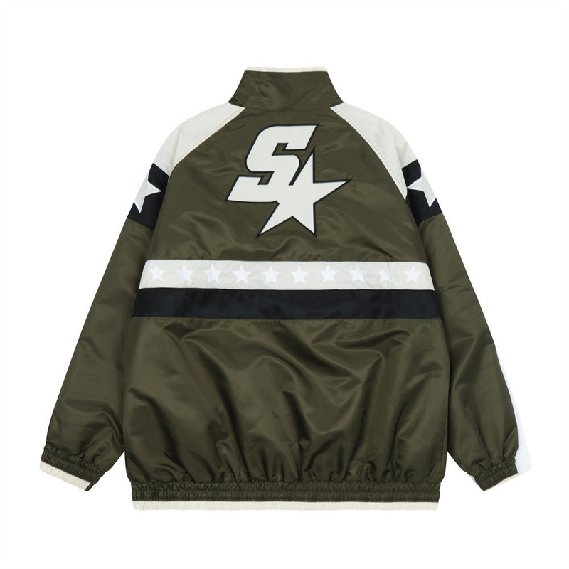 Men Jacket Coat Stitching Letters Shell Jacket Men's Loose Jacket Baseball Uniform