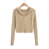 Women Sweater Knitwear Mohair Hooded Knit Cardigan Female Fall/Winter Slim Zipper Long Sleeve Sweater Coat