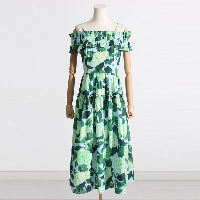Women Dresses Summer Sleeveless Long Hydrangea Dress (Qymy0409)