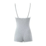 Women Tops Summer Lace Trim Jumpsuit Backless Sexy Top