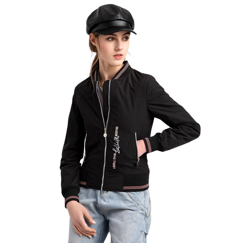Women Trench Coat Embroidered Flight Suit Spring and Autumn Puffer Jacket Female Pilot Jacket