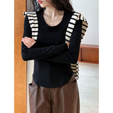 Women T Shirt Slim-Fit Long-Sleeved U-Neck Bottoming Shirt
