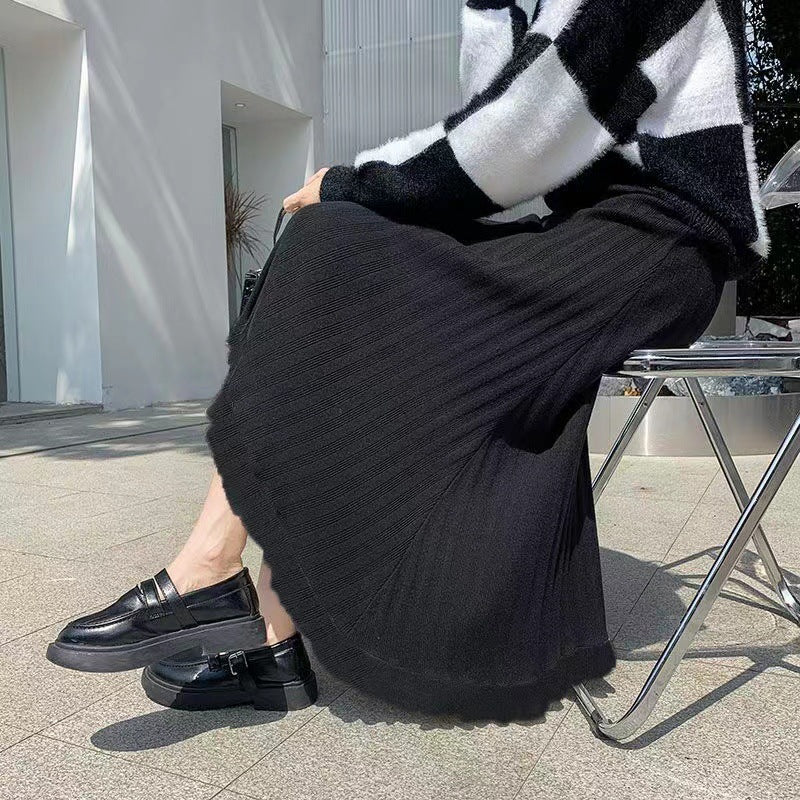 Women Knitted Skirt Fall Winter Skirt Knitted Umbrella Skirt