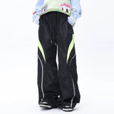 Men Sweatpants Stitching Contrast Color Charge Straight-Leg Pants Loose-Fitting Wide-Leg Trousers