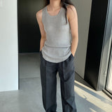 Women Knitted Two-Piece Set Spring Loose Sweater round Neck Vest Blouse Ab29