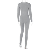 Women Jumpsuit Autumn Sexy Chest Hollow Slim Fit Long Sleeve Jumpsuit