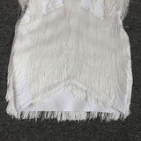 Women Evening Dress Sexy Tassel V-neck Strap Backless Bandage Evening Dress