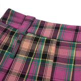 Women Skirt Plaid Pleated Skirt Girls Summer Casual Miniskirt Embroidered A- line Skirt