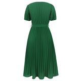 Women Date Dress Summer Puff Sleeve Dress V-neck Dress