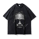 Asap Rocky T Shirts Washed Vintage Hip Hop Short Sleeve Print