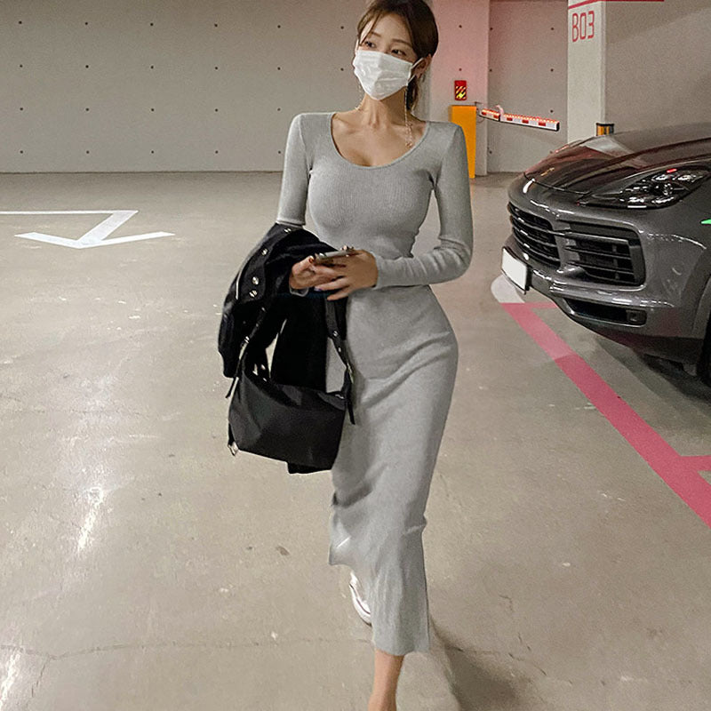 Women Dresses V-neck Dress Long Skirt Hip Skirt