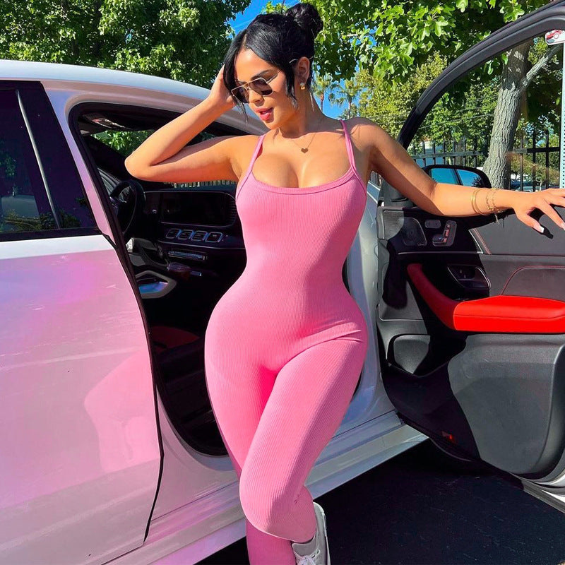 Women Jumpsuit Summer Sexy Backless Slim Fit Suspender Jumpsuit