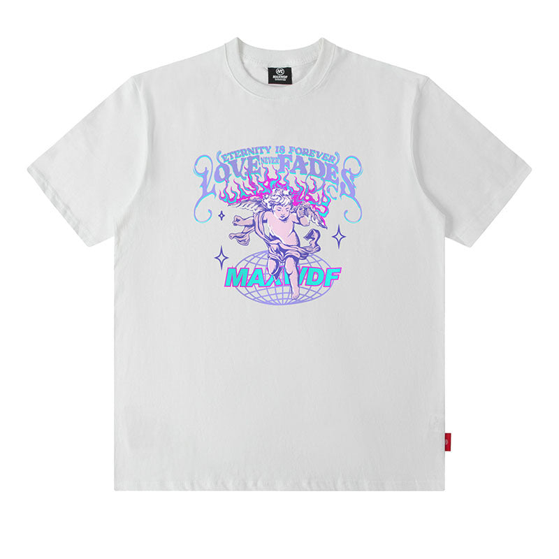 Men T Shirt Angel Retro Couple Short Sleeve T-shirt