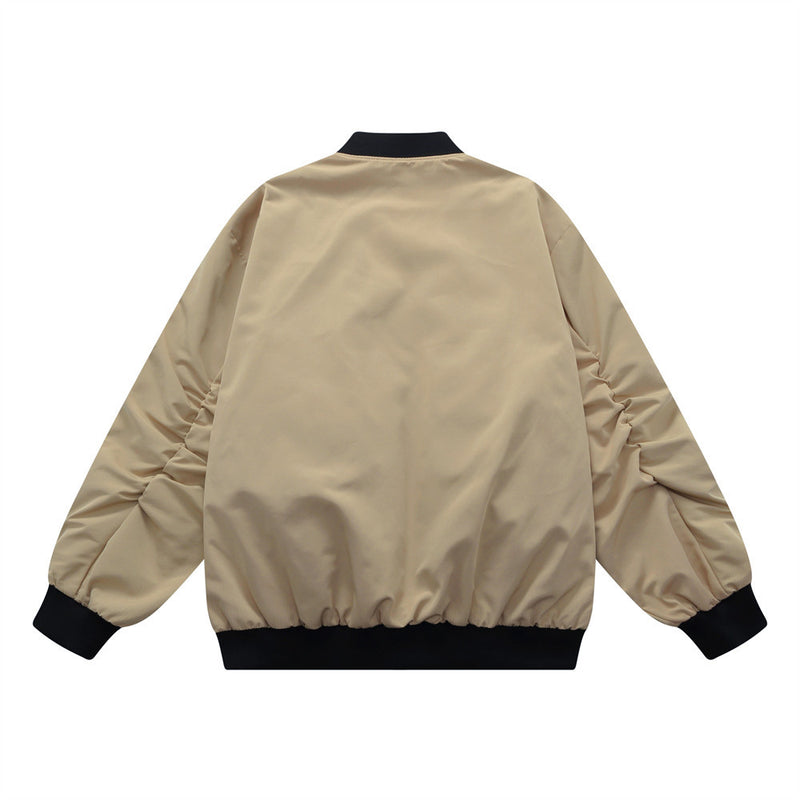 Men Jacket Coat Color Contrast Patchwork Overalls Jacket Men's Vibe Baseball Uniform