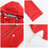 Women's Trench Coat Long-Sleeved Waterproof Mid-Length Trench Coat Women's Hooded Striped Raincoat