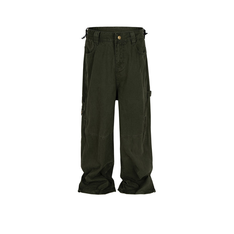 MIJKO Mens Vintage Pants MIJKO American vintage stitching overalls straight