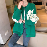Women Knitwear Autumn Winter Retro Sweater Loose Knitted Cardigan