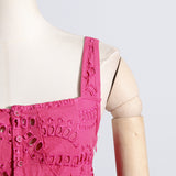 Women Dresses Summer Strap Lace Embroidery Hollow Dress (Qymy0409)