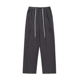 Men Sweatpants Solid Color Suit Pants Men's Summer Simplicity Loose Pleated Drawstring Straight Casual Trousers