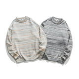 Unisex Sweater Winter Contrast Color Striped Sweater