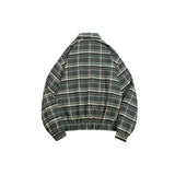 Unisex Jacket Vintage Plaid Lapel Jacket for Men and Women Loose Overalls