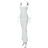 Women Dresses Mesh Camisole Slim Fit Slit Dress