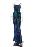 Women's Evening Gown Evening Dress Sexy Strap Vintage Sequins Dress