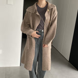 Women Cardigan Sweater Autumn and Winter Sweater Coat Button Turn-down Collar Coat Az2218
