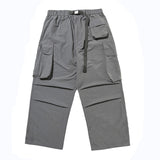 Men Sweatpants Sports Casual Pants Men's Pleated Multi-Pocket Loose-Fitting Wide-Leg Trousers