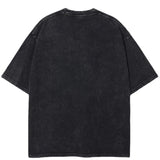 2024Men Hip Hop Streetwear Tshirt Washed Black Ripped