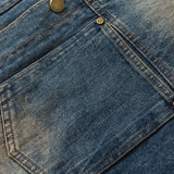 Unisex Winter Cotton Coat Washed Denim Lambswool Lapel Cotton-Padded Coat
