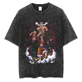 Washed and old T-shirt anime ONE PIECE short sleeve