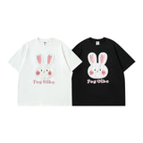 Men T Shirt Rabbit Embroidered Patch Short Sleeve T-shirt