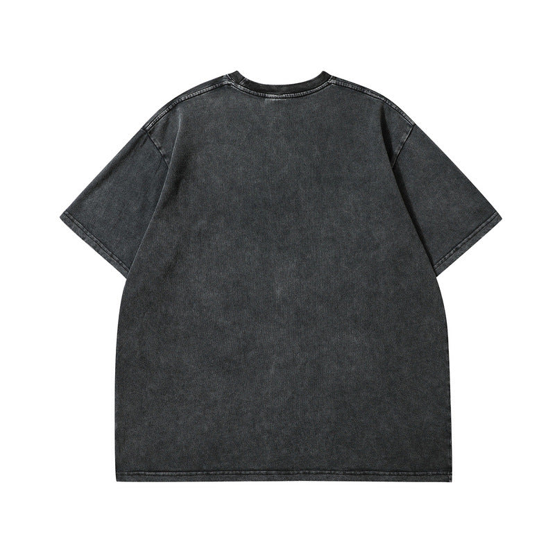 Men T Shirt Rap Character Print Distressed Short Sleeve T-shirt