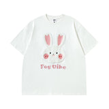 Men T Shirt Rabbit Embroidered Patch Short Sleeve T-shirt