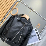 Women Leather Jacket Autumn Zipper Black PU Leather Long Sleeve Jacket Motorcycle Jacket