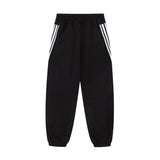 Men Sweatpants Sports Leisure Tappered Trousers with an Elasticated Waist Side Stripe Stitching Loose Zip Trousers